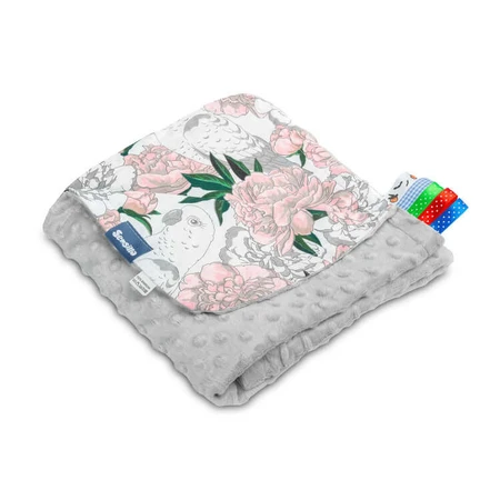 Pătură Minky - Gri pe flori 75X100