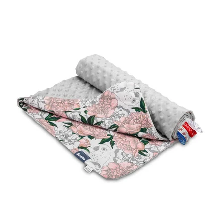 Pătură Minky - Gri pe flori 75X100