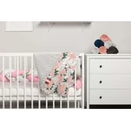 Pătură Minky - Gri pe flori 75X100