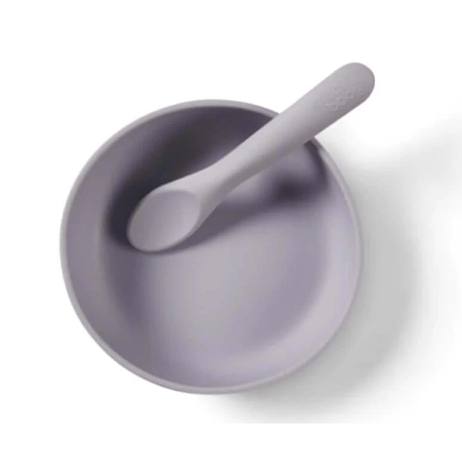 Set cupă și lingură de vid din silicon Violet Vital Baby