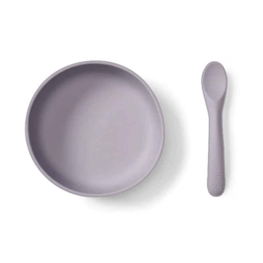 Set cupă și lingură de vid din silicon Violet Vital Baby
