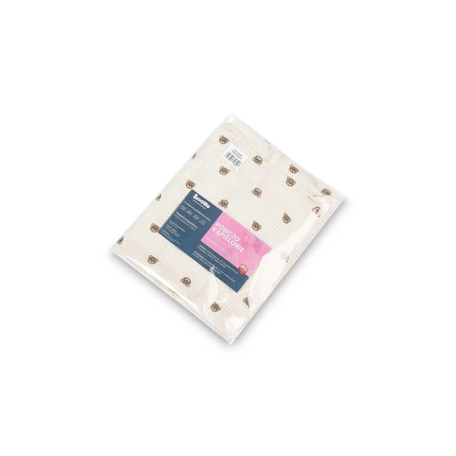 Poncho en mousseline Oursons Beige Sensillo