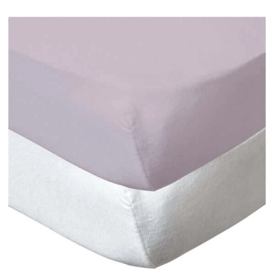 2 cearșafuri 60X120cm 100% bumbac alb/violet Babycalin
