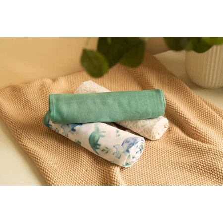 Scutece din bambus 3 bucăți dinozauri verde 70X80 Sensillo