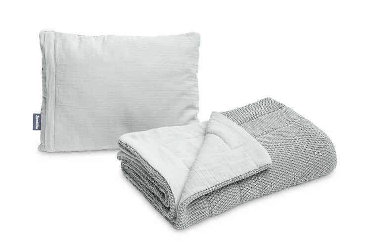 Musselin Bett oder Kinderwagen Set Grau