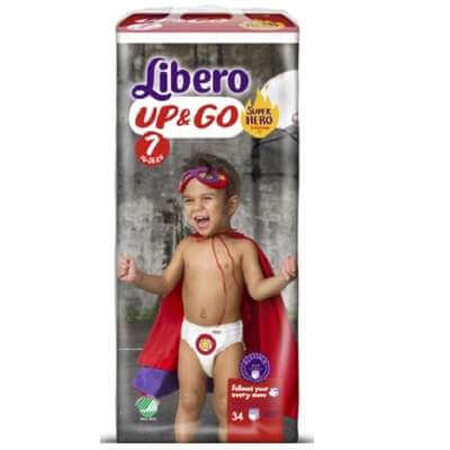 Scutece, numărul 7, Up&Go Super Hero, 16-26kg, 34 bucăți, Libero