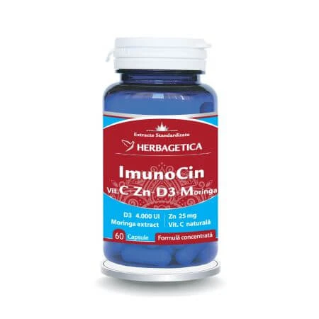 Immunocin mit Vitamin C+Zn+D3+Moringa, 60 Kapseln, Herbagetica
