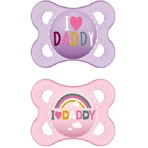 Mum 115S Sucette orthodontique en silicone I Love Daddy Rainbow - Mov-Roz pour 2-6 mois 2pcs