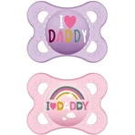 Mum 115S Sucette orthodontique en silicone I Love Daddy Rainbow - Mov-Roz pour 2-6 mois 2pcs
