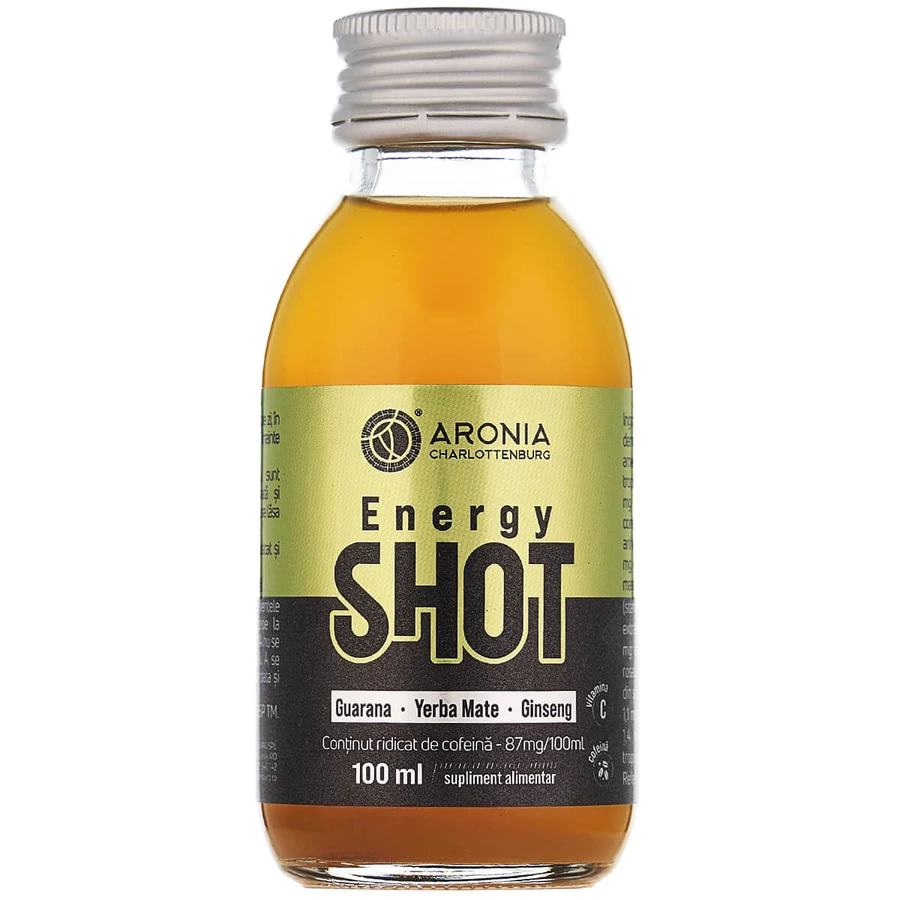 Energy Shot - una mezcla de hierbas energéticas, cafeína y vitaminas para un rápido impulso de energía y vitalidad, Aronia