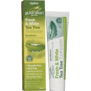 Optima Naturals Australian Tea-tree Fresh & White Dentifrice sans fluor contre la plaque dentaire et les caries 100ml