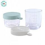 Set 2 recipiente din sticla, 150/250 ml, Verde, Beaba