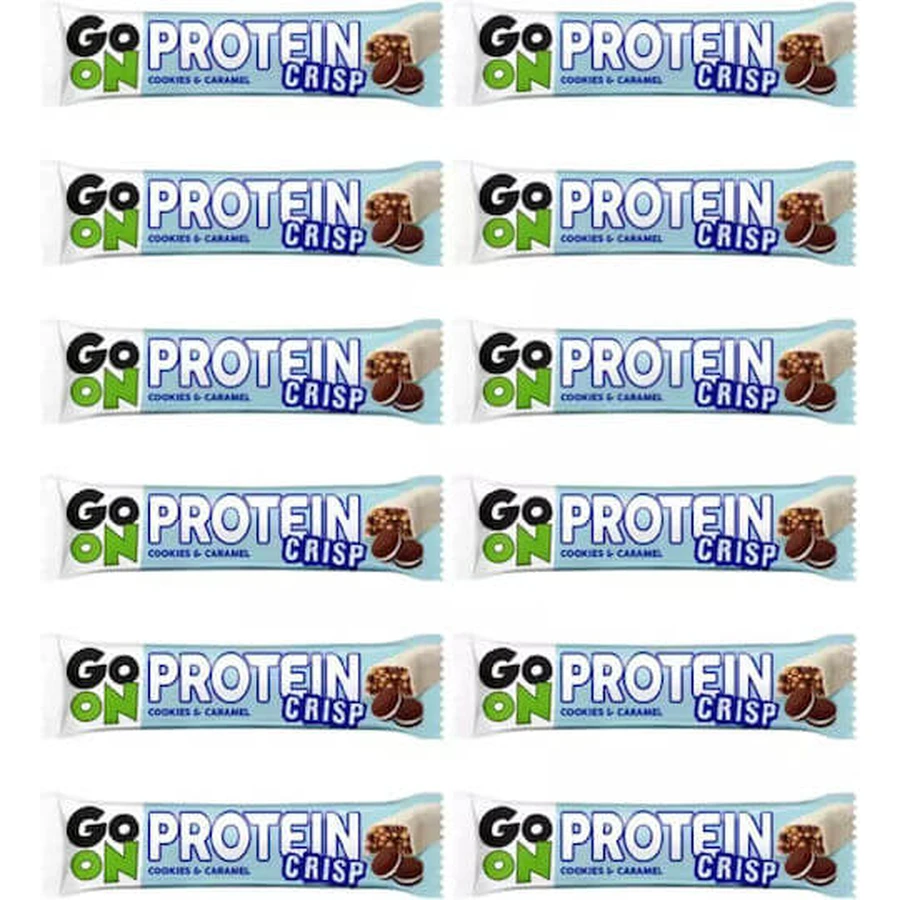 Go On Nutrition Protein Crisp Batoane cu 10gr Proteină & Aromă Cookies Caramel 12x50gr