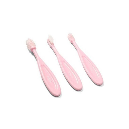 Set of 3 toothbrushes, pink, Babyono