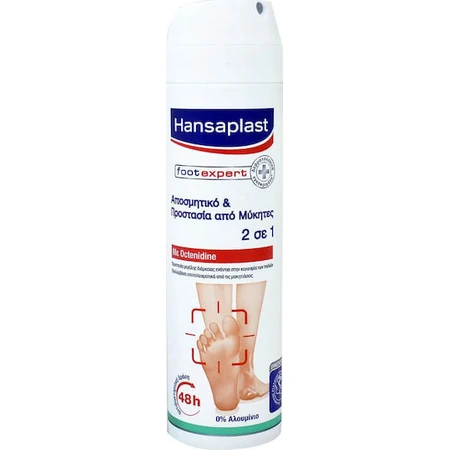 Hansaplast Foot Expert 2 in 1 Deodorant 48h sub formă de Spray pentru ciuperca piciorului Fără aluminiu 150ml