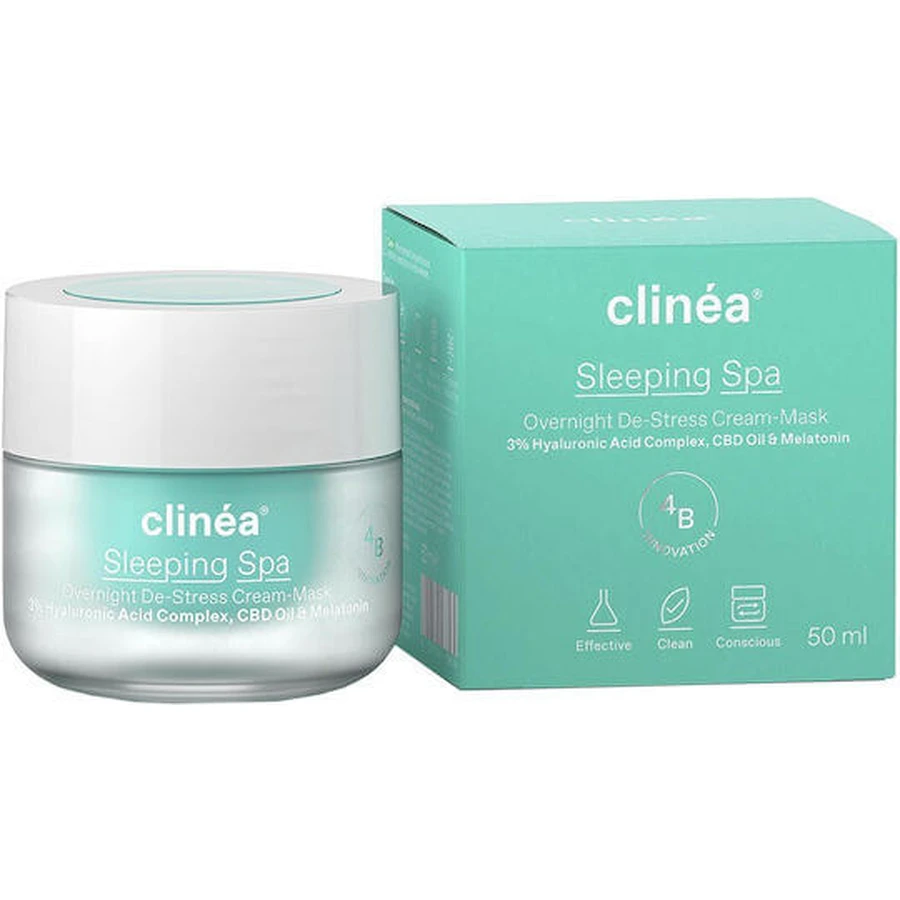 Clinea Sleeping Spa Overnight De-Stress Navulling Hydraterende Overnachting Gezichtsbalsem met Hyaluronzuur en Prebiotica 50ml