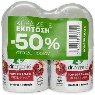 Dr.Organic Pomegranate Deodorant sub formă de Roll-On 2x50ml