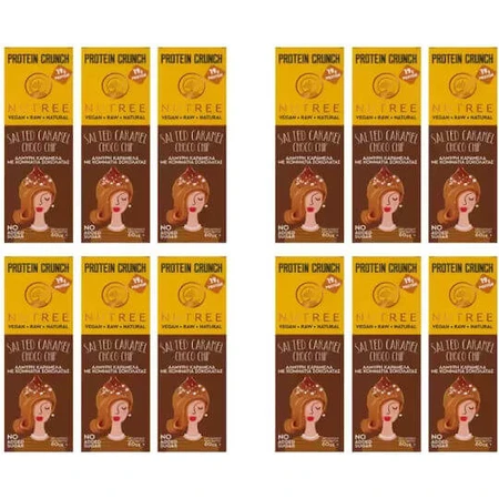 Barres Nutree Crunch avec 32% de protéines et saveur Caramel salé Choco Chip 12x60gr