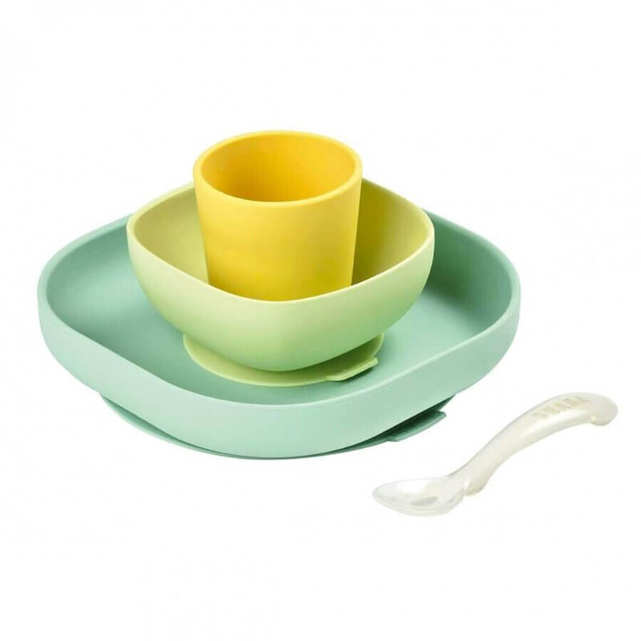 Set di quattro pezzi per il tavolo in silicone, Giallo, Beaba