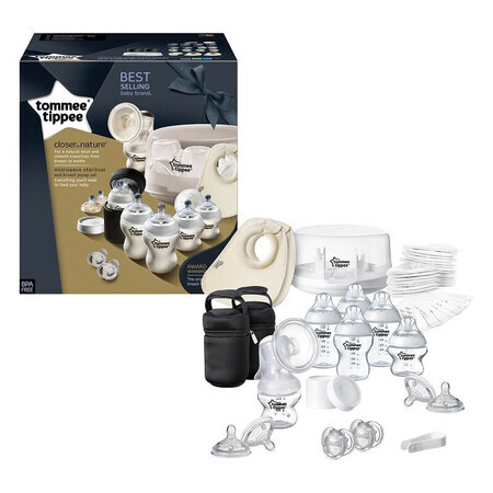 Set Sterilizator pentru microunde si pompa de san manuala, Tommee Tippee