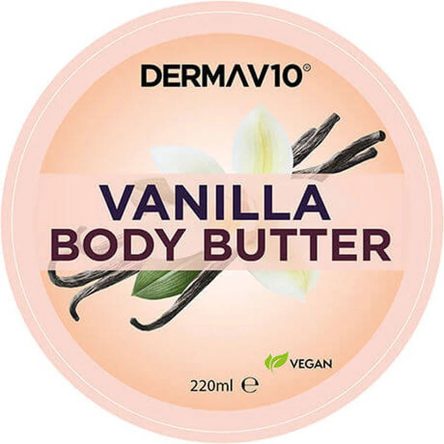 Derma V10 Vanilla Butter Body Beurre corporel hydratant au parfum de vanille pour les peaux normales à sèches 220ml