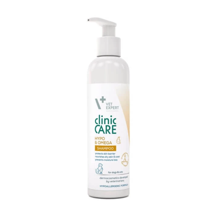 Vet Expert, Dermatokosmetisches Weichmacher-Shampoo für Hunde und Katzen CLINIC CARE HYPO &OMEGA, 250ml