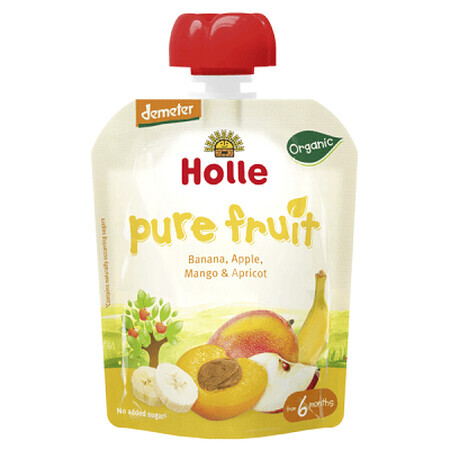 Suc eco din banane, mere, mango și caise, +6 luni, 90gr, Holle Baby Food