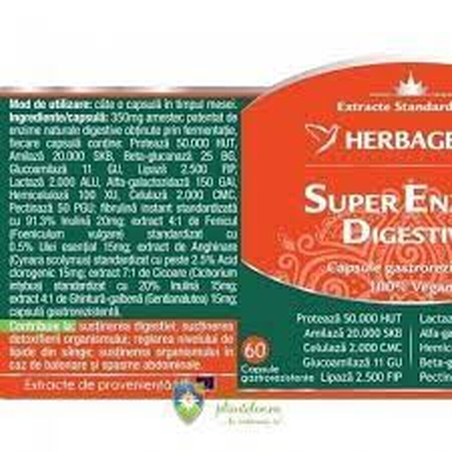 Super enzime  digestive, 30 capsule, Herbagetica