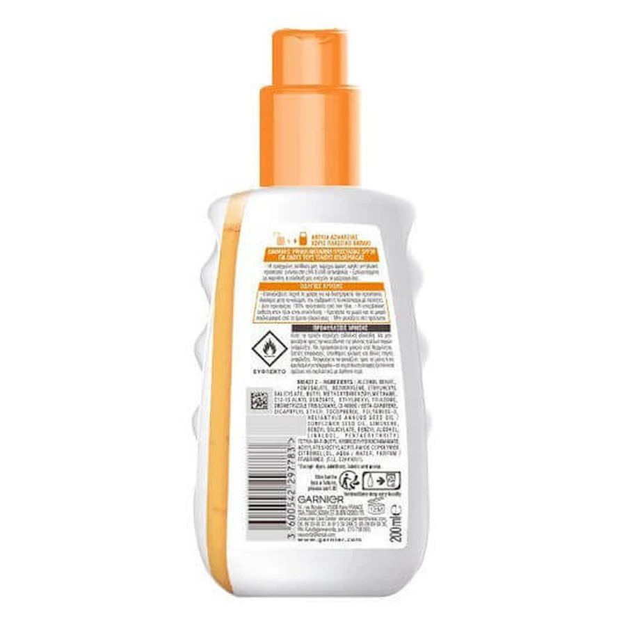 Garnier Ambre Solaire Invinsible Protect Tan Vitamină E și Caroten Loțiune de Protecție Solară Rezistentă la Apă pentru Corp SPF30 Spray 200ml