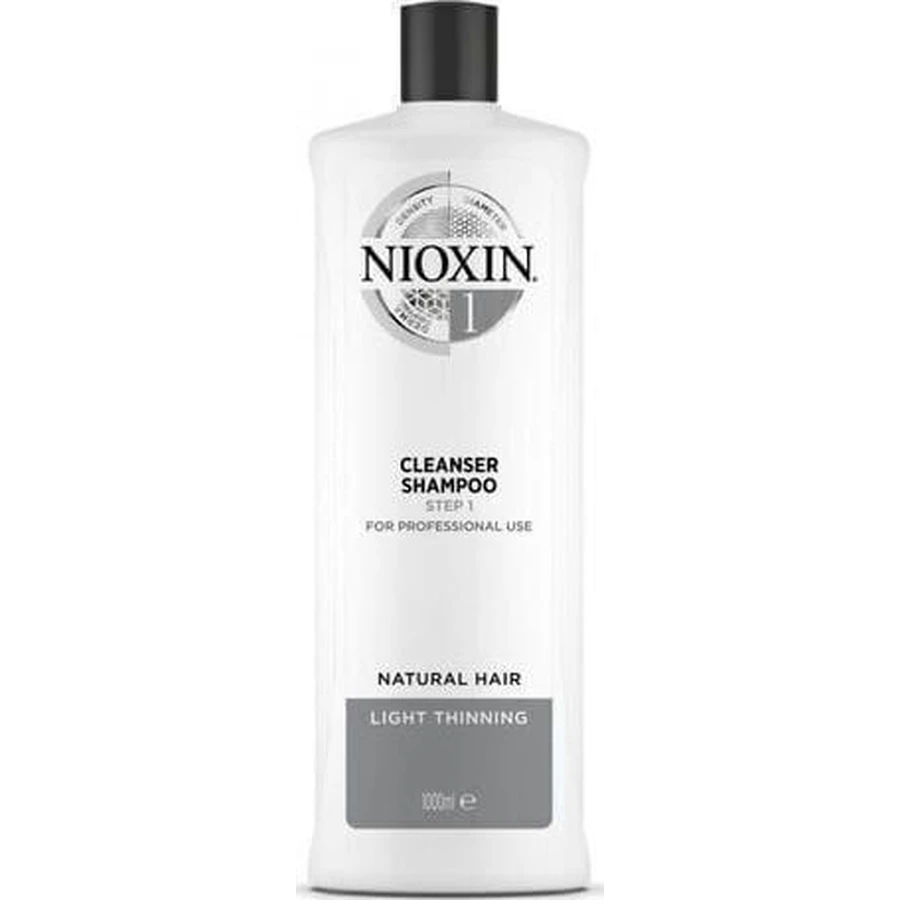Nioxin System 1 shampooing nettoyant pour cheveux normaux et légèrement clairsemés, 1000ml