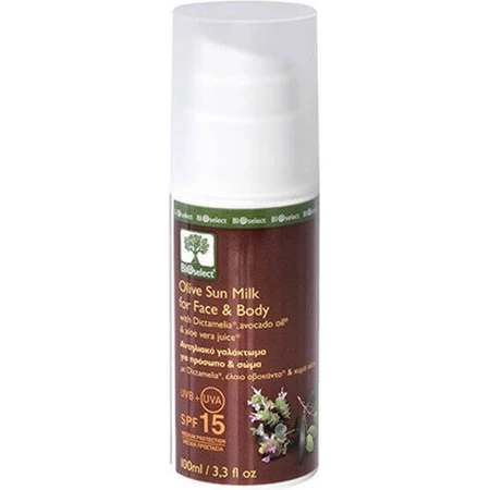 Bioselect Olive Sun Milk przeciwsłoneczny krem do twarzy i ciała SPF15 100ml: ceny i cechy