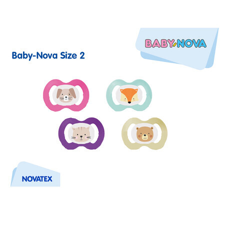 Symmetrisch verzierte Schnuller ohne Ring, Talia 2, 6-18 Monate, 2 Stück, Baby Nova