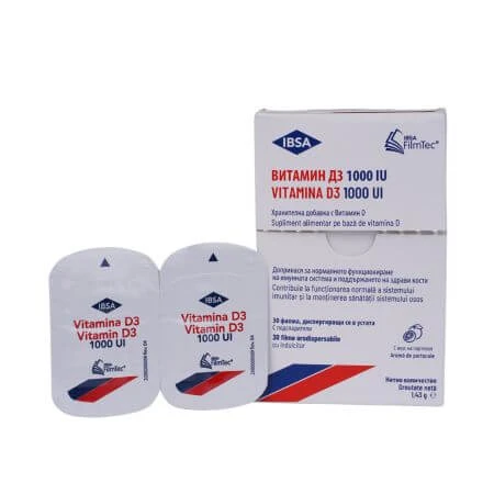 Vitamin D3, 1000IU, 30 orodispersible Filme, Ibsa