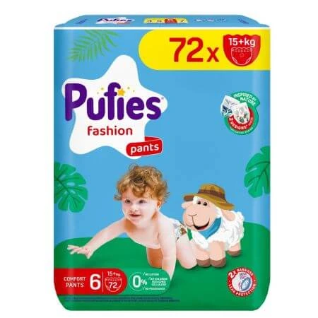 Windeln Mega XL Fashion, Nr. 6, 15+ kg, 72 Stück, Pufies