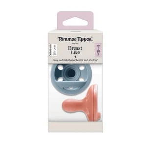 Kiefergerechter Silikon-Schnuller Breast Like Soother, Orange/Blau, 6-18 Monate, 2 Stück, Tommee Tippee