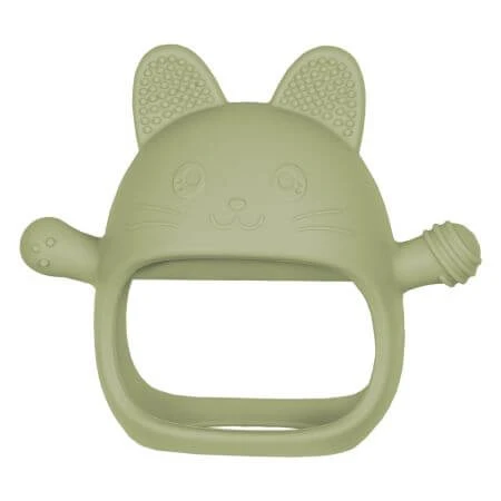 Beißspielzeug aus Silikon, Raw Green, Kitty, 3 Monate+, Appekids