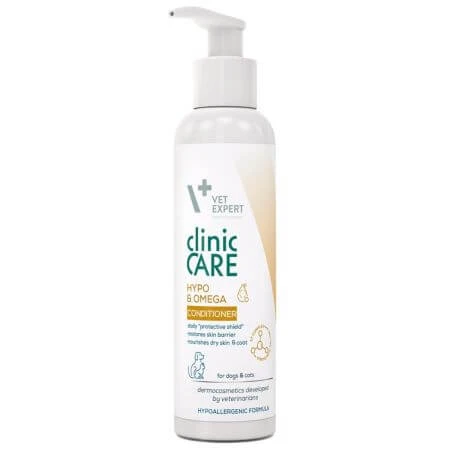 Clinic Care Hypo & Omega Pflegespülung für Hunde und Katzen mit trockener Haut und Fell, 150 ml, VetExpert
