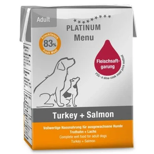 Hrana umeda cu somon si curcan pentru caini Dog, 185 g, Platinum