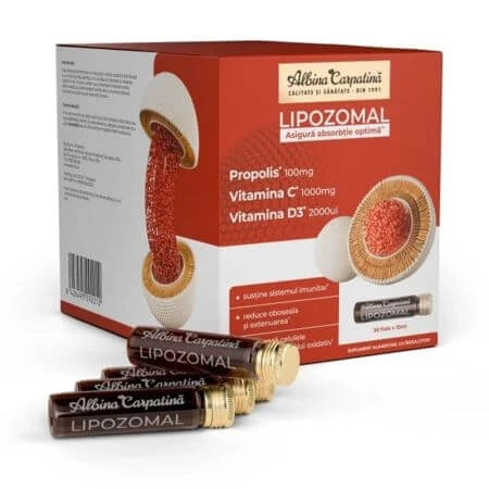 Lipozomale Propolis, Vitamin C und Vitamin D3, 30 Fläschchen, Albina Carpatina