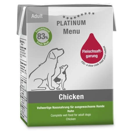 Hundenassfutter mit Huhn für ausgewachsene Hunde Dog, 185 g, Platinum