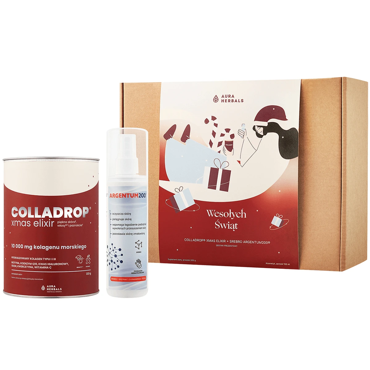 Aura Herbals Kit, Kolladrop Xmas Elixier, 333 g + Silber Argentum200, 150 ml