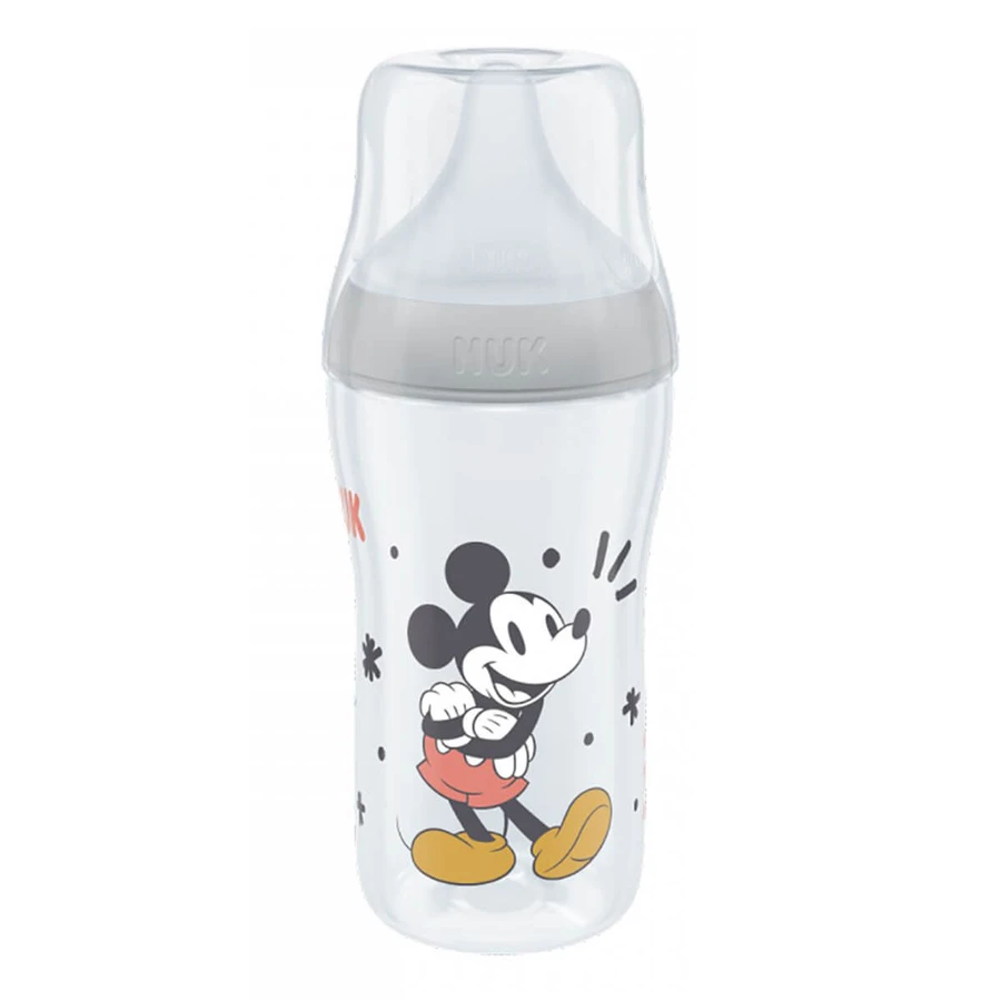 NUK Perfect Match, biberon anti-colic cu tetină din silicon, mărimea M, Mickey Mouse de la 3 luni, 260 ml