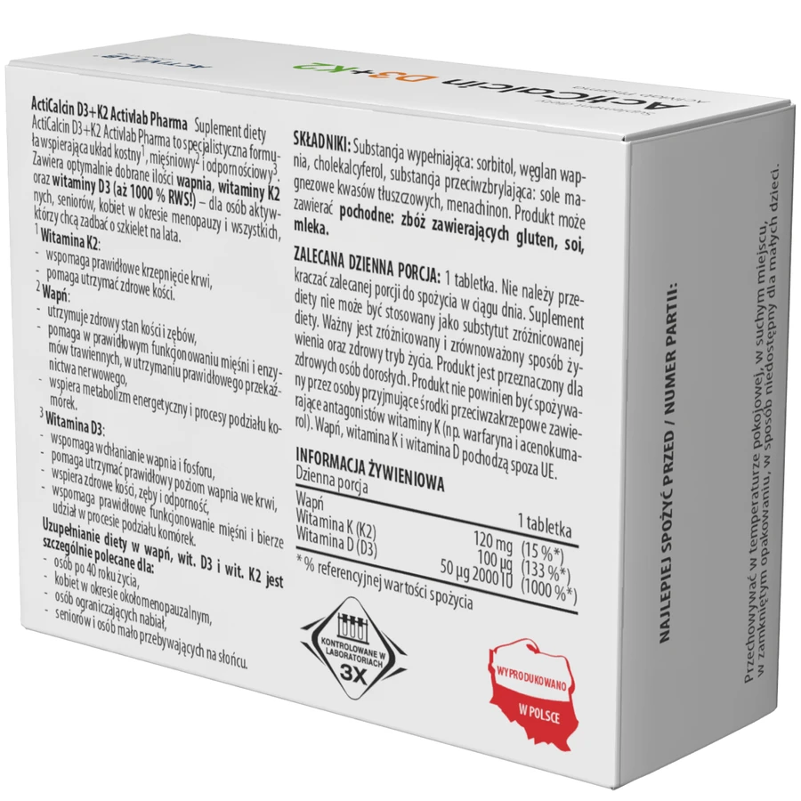 Activlab Pharma ActiCalcin D3+K2, 60 comprimidos