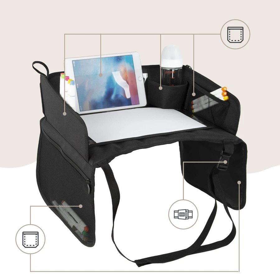 Sipo, table de voyage pour siège auto, noir, 1 pièce