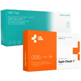 Zestaw HIV Test domowy 3w1, szybki domowy test z krwi do wykrywania infekcji HIV, 1 sztuka + test z krwi do wykrywania przeciwciał T. pallidum, diagnostyka kiły, 1 sztuka