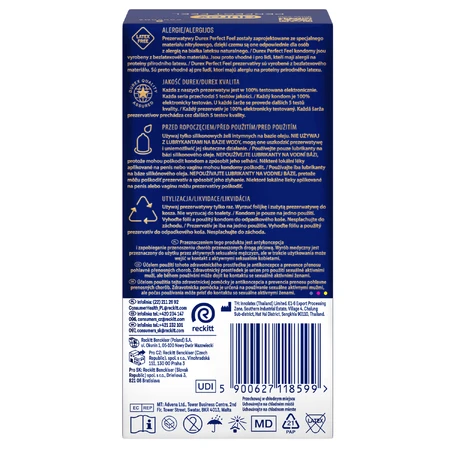 Durex Perfect Feel Premium Non-Latex, non-latex condoms, unique warm feeling, 8 pieces