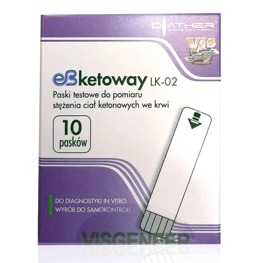 Diather eb-Ketoway, teststrips voor het meten van de concentratie ketonlichamen in het bloed, 10 eenheden
