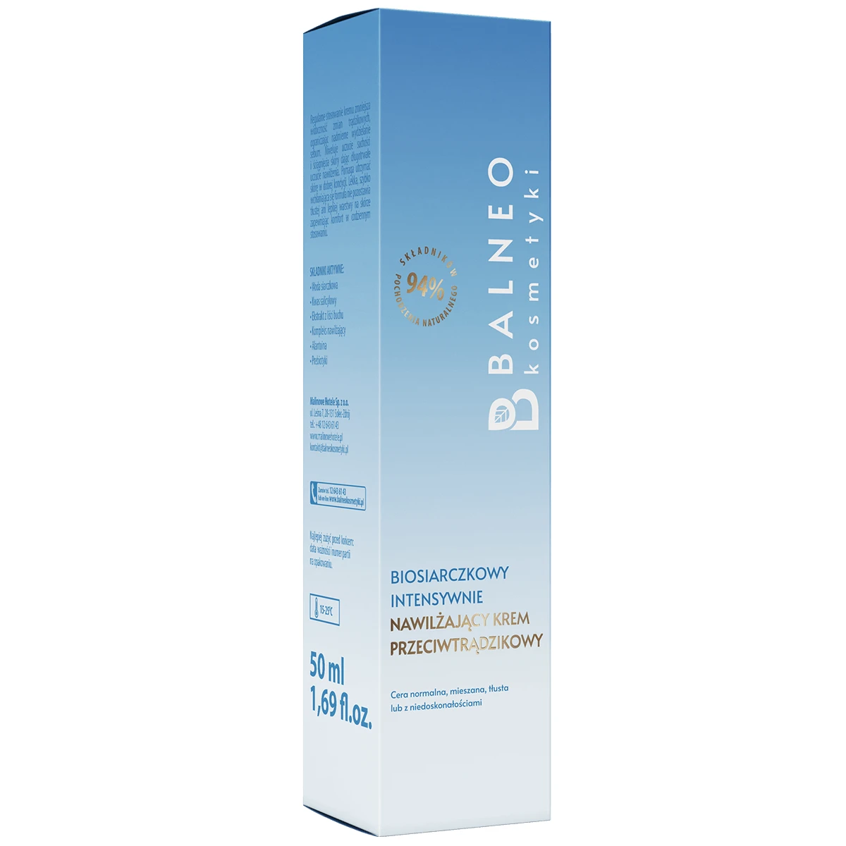 Balneokosmetics, Biosulfid intensive feuchtigkeitsspendende Anti-Akne-Creme, 50 ml