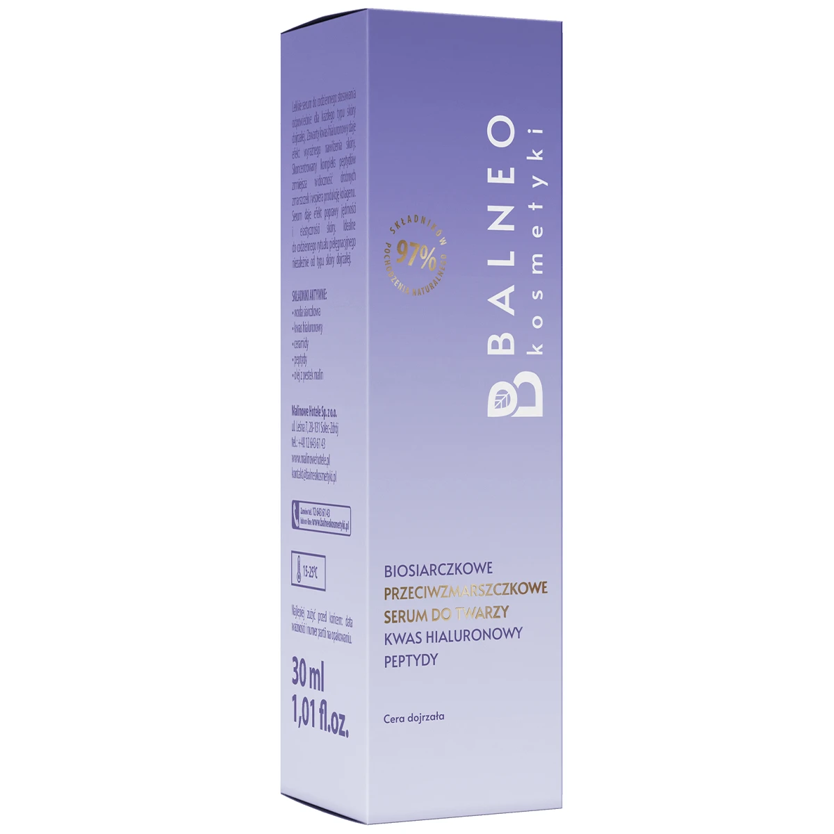 Balneokosmetics, Biosulfid Anti-Falten Gesichtsserum mit Hyaluronsäure, 30 ml