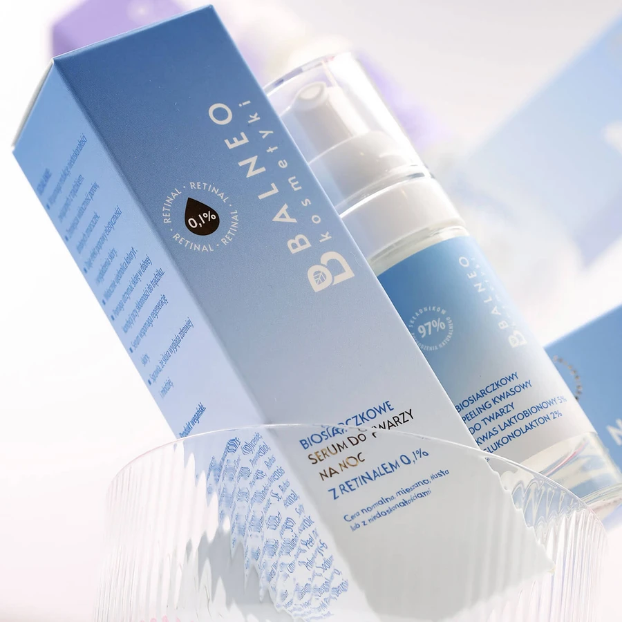 Balneokosmetics, ser facial biosulfurat cu retinal 0,1% pentru noapte, 30 ml